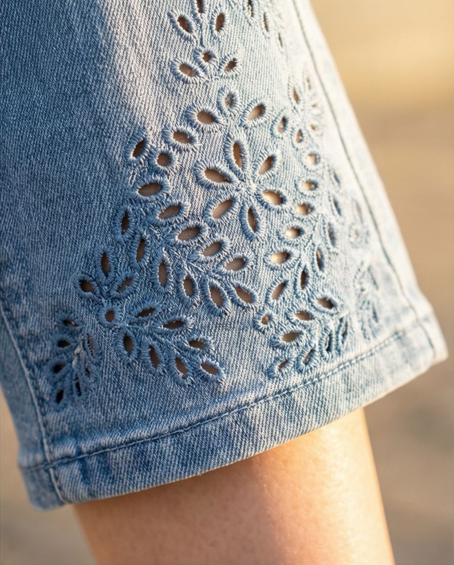 Fischer Fashion Cham — Jeans mit floralem Lochmuster, Outfit-Ansicht