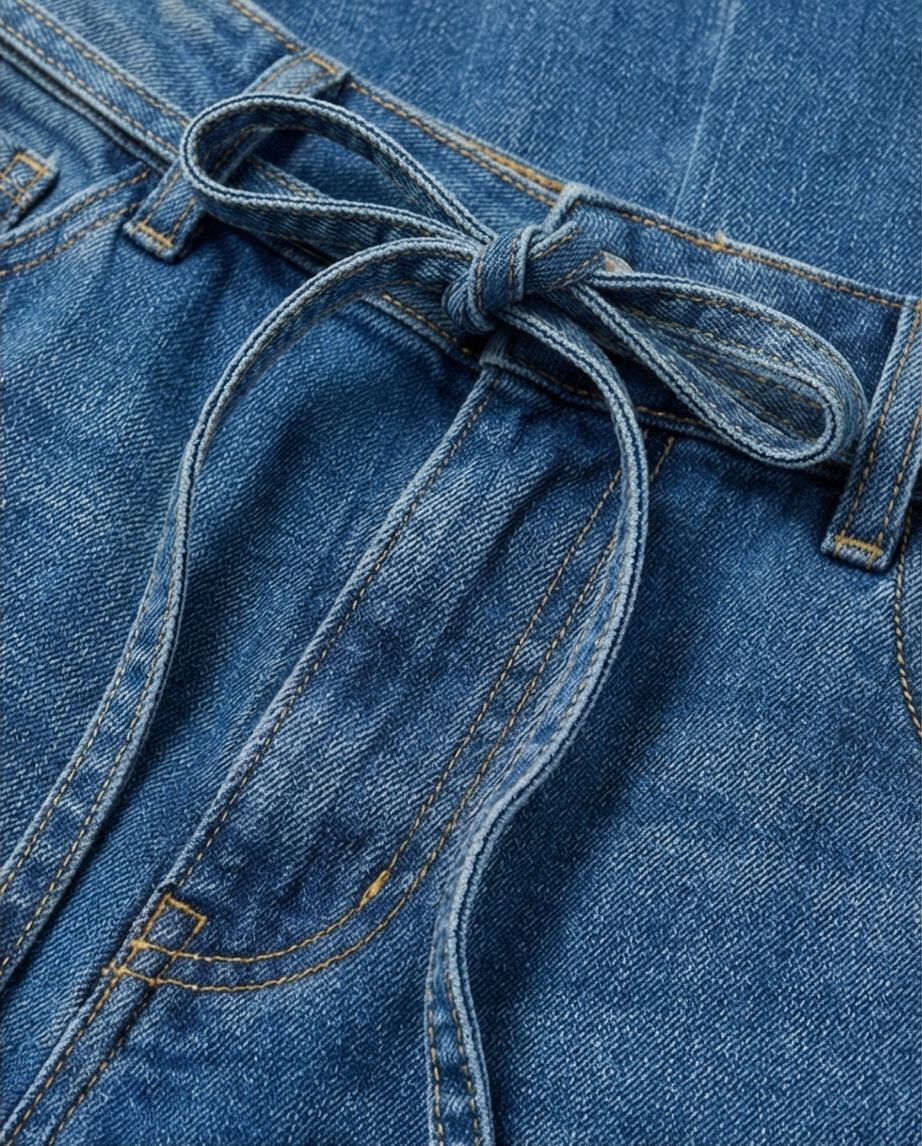 Detail Knoten-Gürtel Wide-Leg Jeans — Fischer Fashion Cham